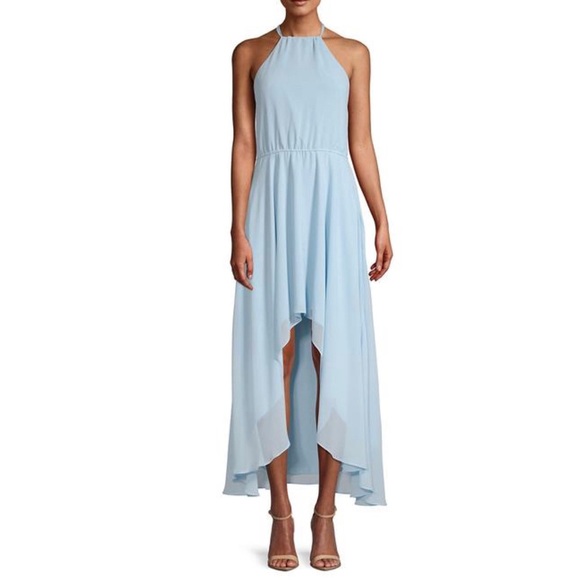 HAUTE HIPPIE BLUE HALTER HIGH-LOW MAXI DRESS - Picture 9 of 9